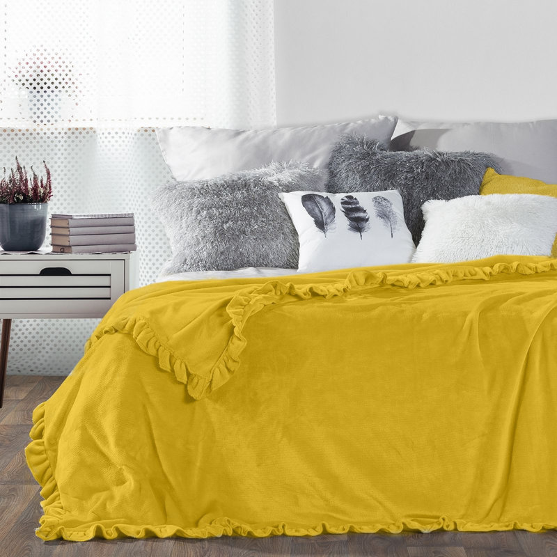 Buckhurst Polyester No Pattern Bedspread, Mustard