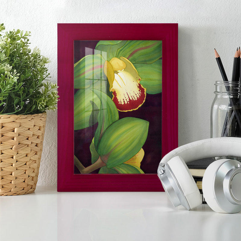 Lime orchidée II - impression d'un seul cadre photo, Cadre rouge, H 6 po x l 4 po x P 1 po
