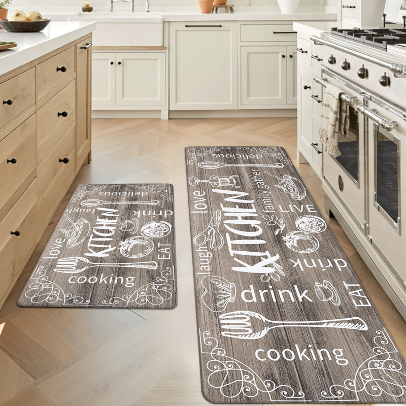 Anti-Fatigue Non-Skid Waterproof Kitchen Mat (Set of 2), Brown, Runner 20" x 31.5" + 20" x 59"