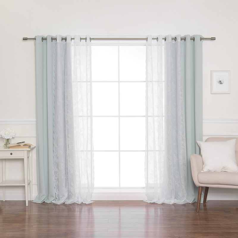 Evelina Room Darkening Curtain Panel Pair, Mint, 52" x 84"