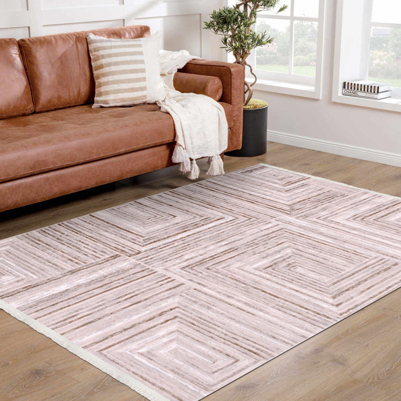Tapis crème moderne antidérapant lavable à la machine, Tapis de couloir 2 pi 8 po x 9 pi 11 po