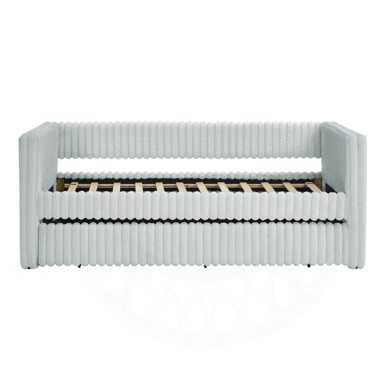 Versatile Upholstered Sofa Bed with Pull-Out Function for Space Optimization, Light Gray