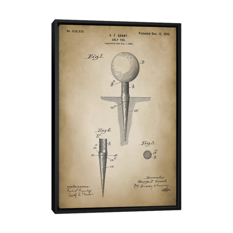 « golf tee », impression sur toile, H 26 po x l 18 po x P 1,5 po, Toile avec cadre noir, Pas de tapis