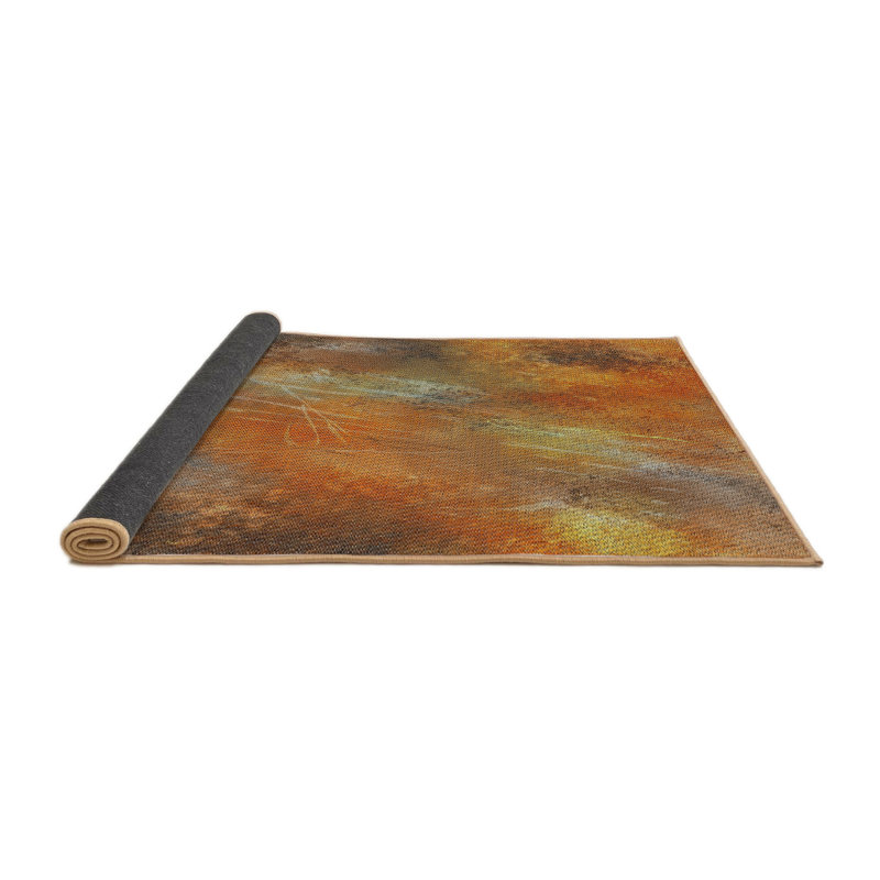 Tapis abstrait brun / noir, Rond 8 pi
