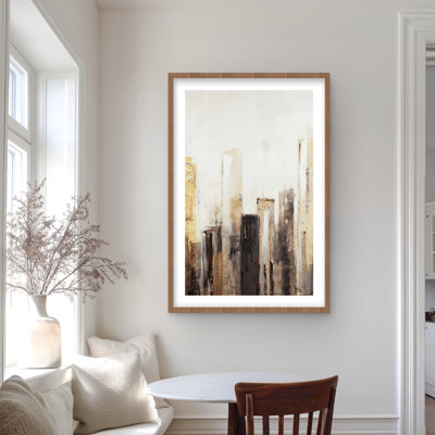 Earthy Tones City - reproduction industrielle matte encadrée brune