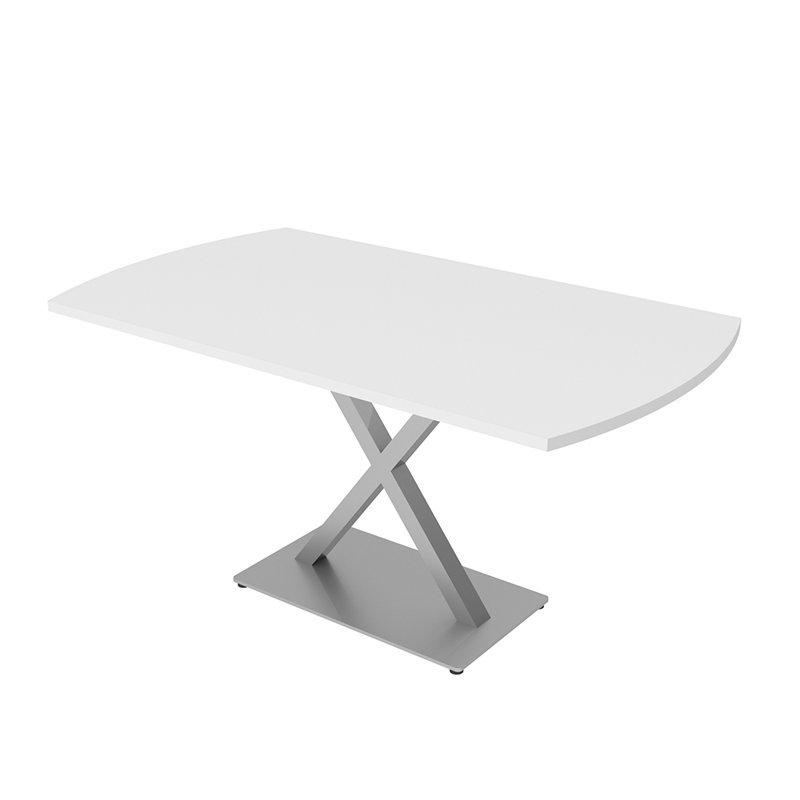 Table de conférence Pavert Arc, H 30 po x l 72 po x P 36 po, Blanc classique, Argent