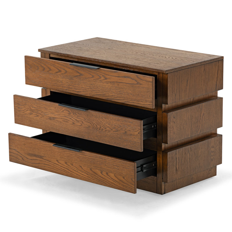 Titus 3 Drawer Stacked Chest, Medium Oak
