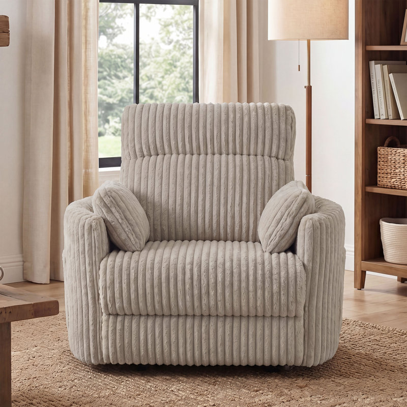 Fauteuil inclinable surdimensionné de 138 cm de large avec revêtement en fausse fourrure de lapin pelucheuse, port de chargement USB et dossier réglable