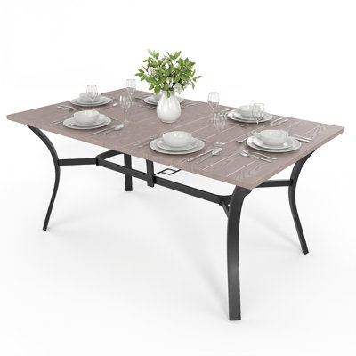 Rectangular Steel Outdoor Dining Table With Umbrella Hole , 63'' in. W 37.8'' in. D