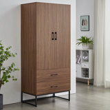 Wpfurniture Armoire 73" Tall, Melamine finish, New Design With Metal Base  