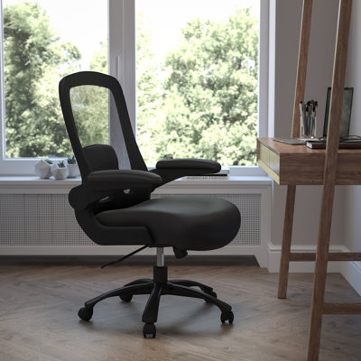 Hercules Hound Big & Tall LeatherSoft Swivel Office Chair with Flip-Up Arms