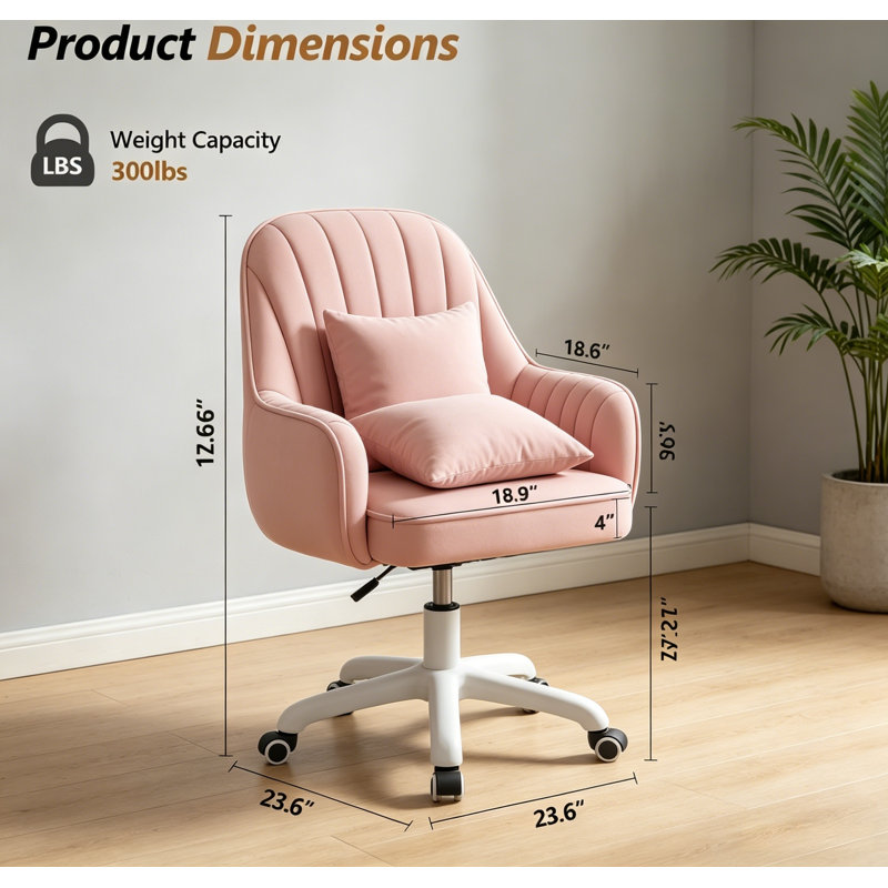 Fauteuil de bureau en velours XUEGW, Pink