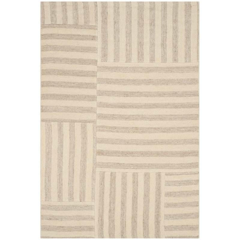 Celeste Hand Woven Wool Striped Area Rug, Rectangle 4' x 6'