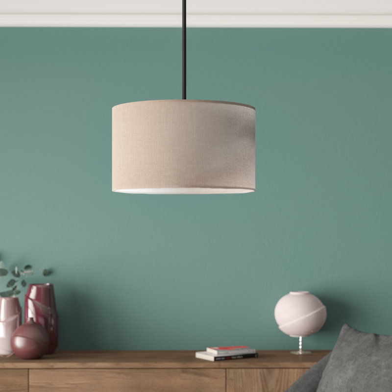 Lorcan 17cm H Cotton Drum Lamp Shade ( Screw On ), Taupe, 20cm H x 35cm W x 35cm D