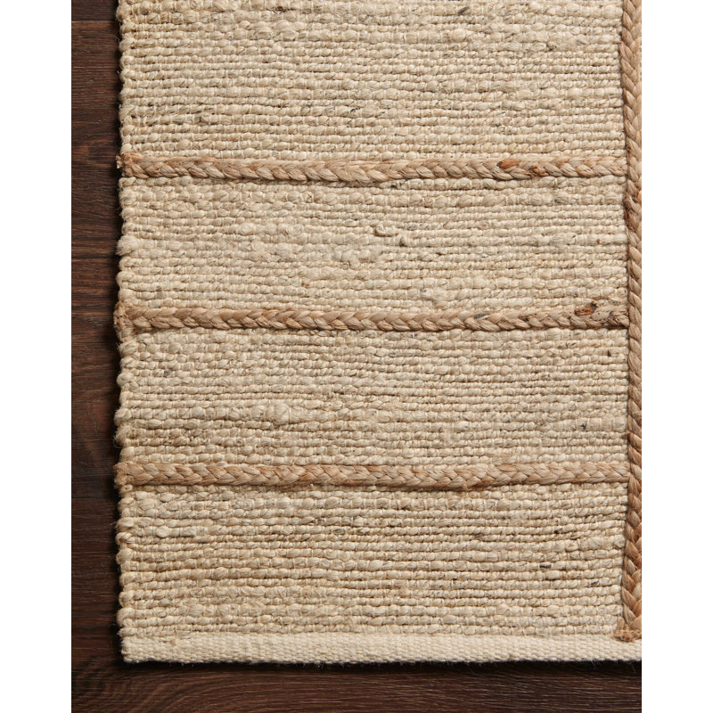 Tapis beige / brun en jute / sisal tissé à plat à la main Bement, Rectangle 3 pi 6 po x 5 pi 6 po