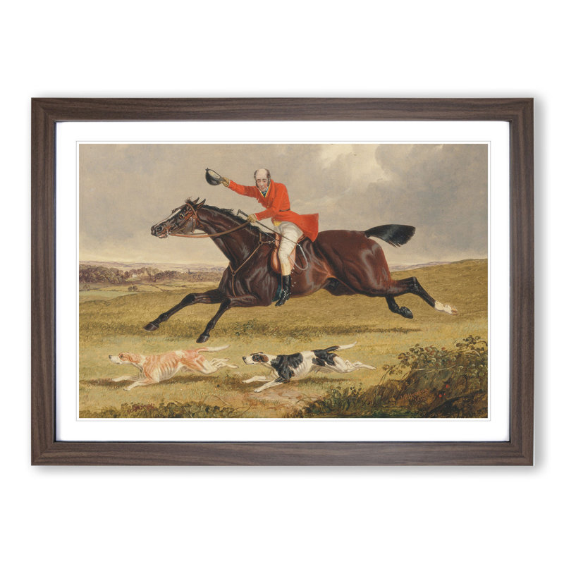 Fox Hunting Vol.1 by John Frederick Herring - Picture Frame Painting, 27cm H x 36cm W x 2cm D, Walnut Framed