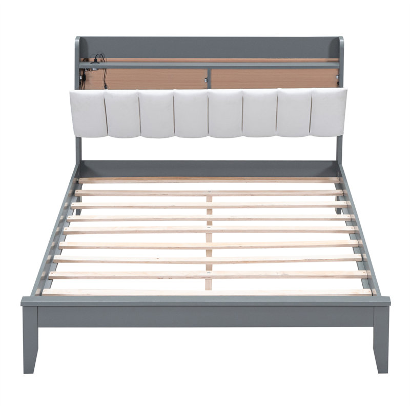 Lit plateforme 39 po Doneka, Double, Gris