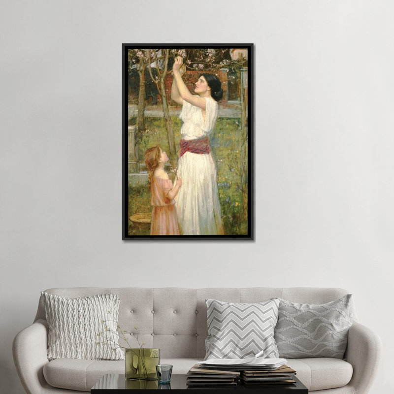 «Almond Blossoms, c.1916» par John William Waterhouse, reproduction sur toile, H 26 po x l 18 po x P 1,5 po, Pas de tapis