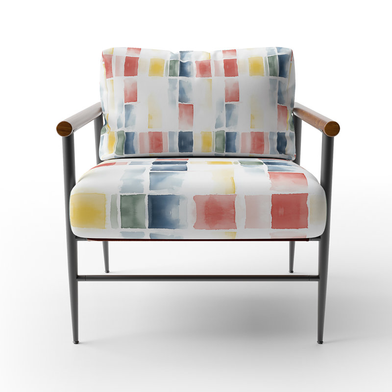 Chaise rembourrée French Country, Bras ronds bruns
