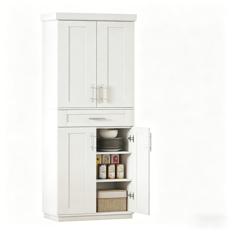 Spacieuse armoire de rangement autoportante, Blanc