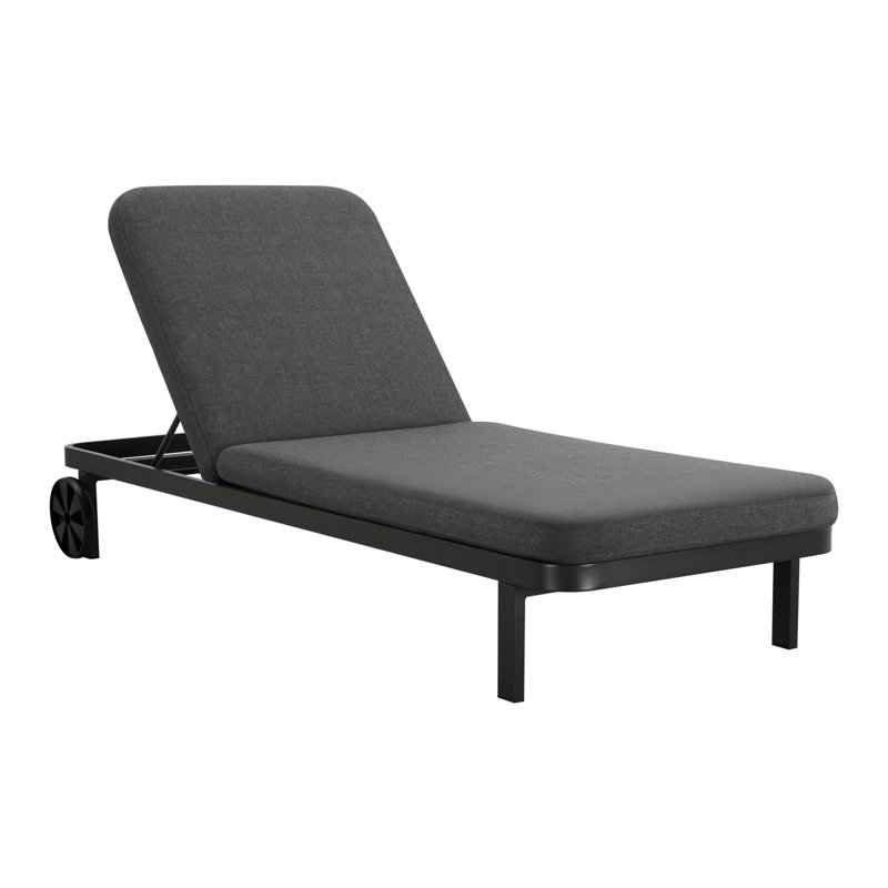 Chaise longue inclinable avec roulettes Callio, Gris foncé