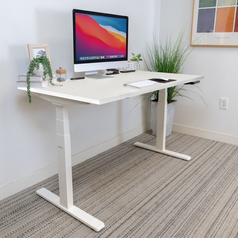 Bureau debout électrique à deux moteurs avec plateau 48 po Mount-It Ultimate, Blanc et blanc