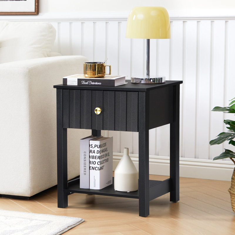 End Table With Storage, Black