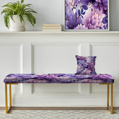 Banc floral rembourré or