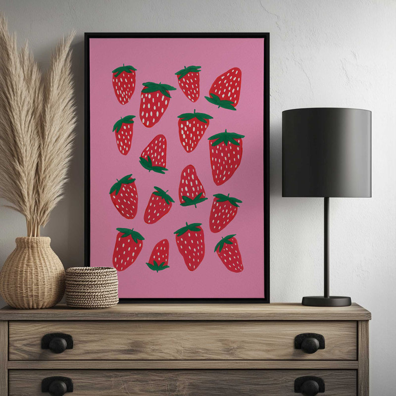 «Organic Summer Strawberries» par Garima Dhawan, reproduction d'art sur toile, H 16 po x l 12 po, Cadre flottant, Noir