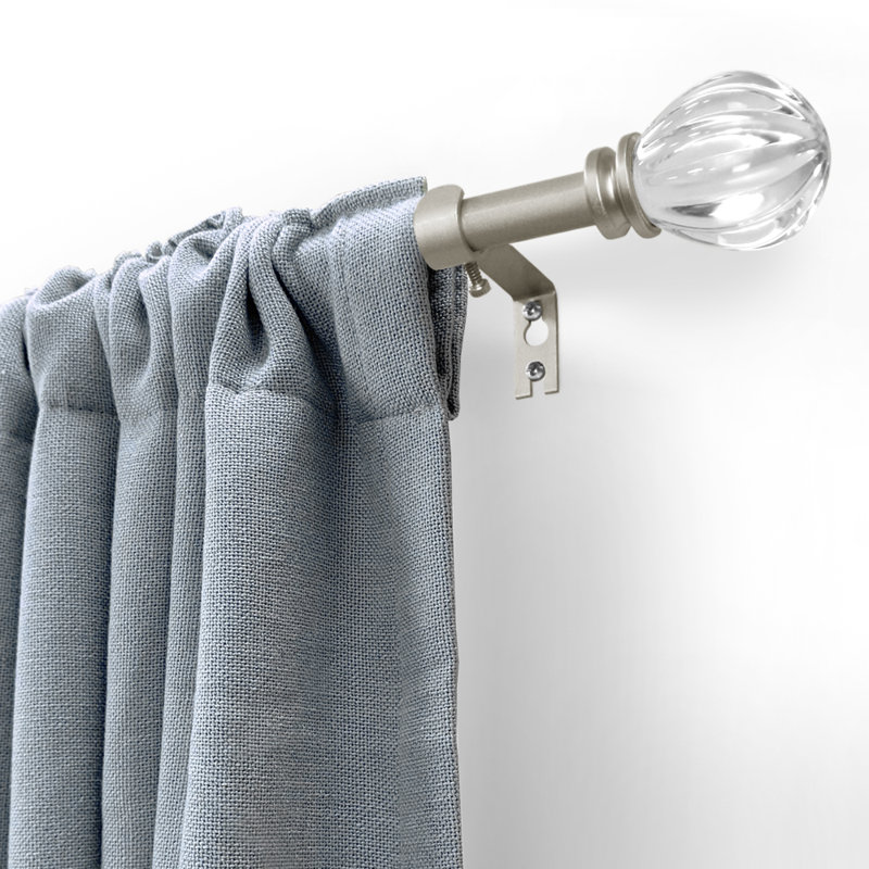 Derigo Adjustable Single Curtain Rod, Silver