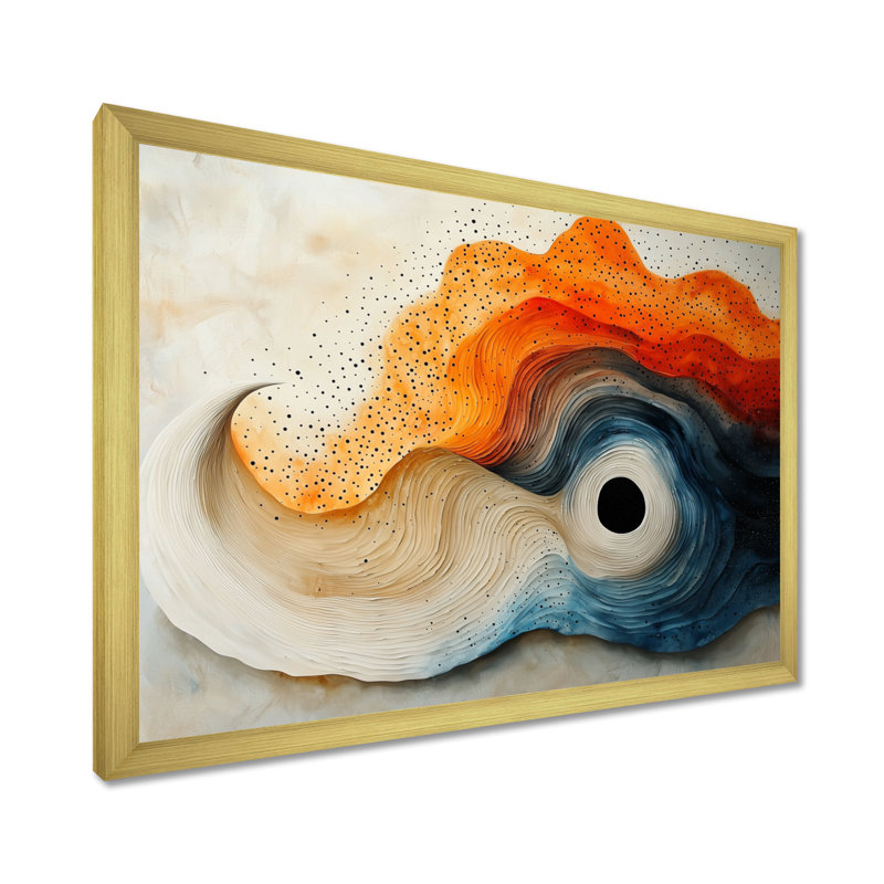 Silent Burst Spiral Of Ink I - Abstract Spirals, art mural, H 12 po x l 20 po, Avec cadre, Doré
