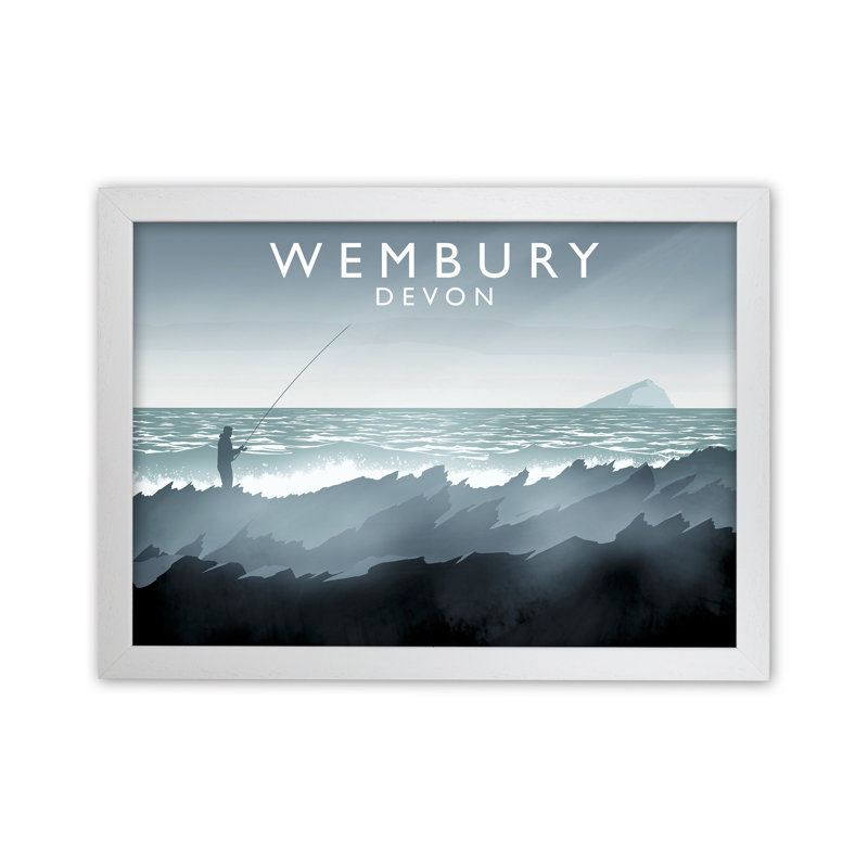 Wembury by Richard O'Neill - Print, 34cm H x 46cm W x 3cm D, White Framed