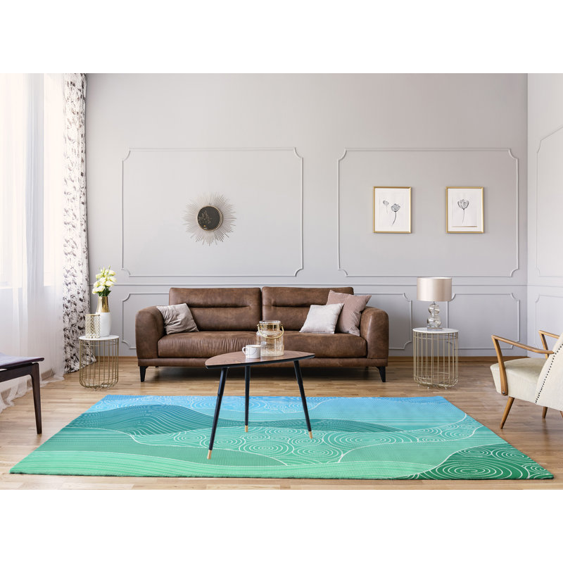 Tapis bleu / vert Ombre, Rectangle 4 pi x 6 pi