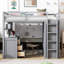 Lit mezzanine simple avec tiroirs, bureau et garde-robe gris