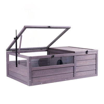 Tortoise Habitat Wooden House With Two Rooms And Waterproof Cedar Construction For Indoor & Outdoor Use