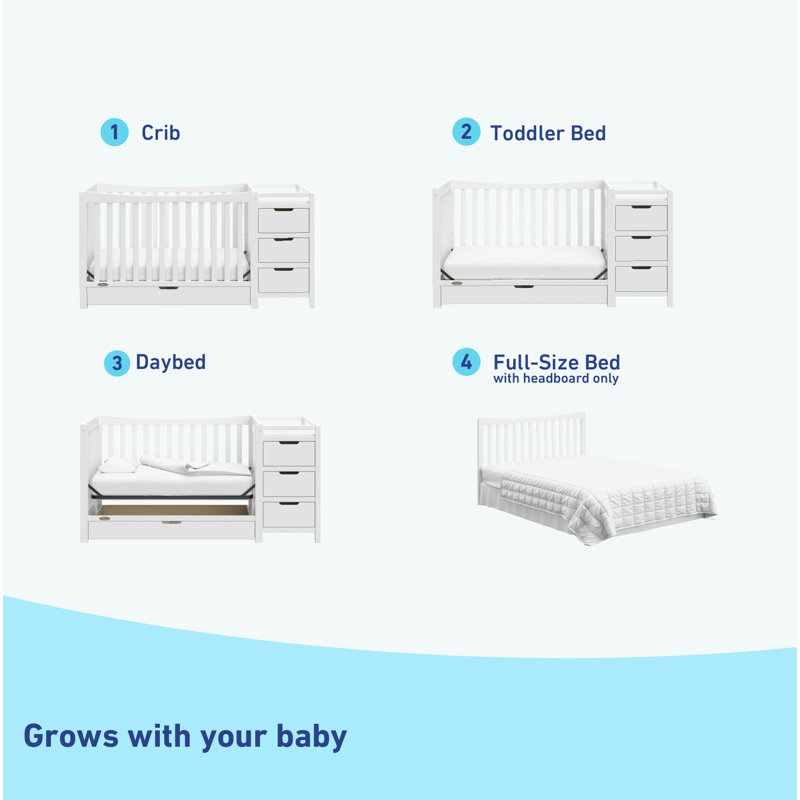 Lit de bébé convertible et table à langer 4-en-1 Remi de Graco, Blanc, Lit à barreaux