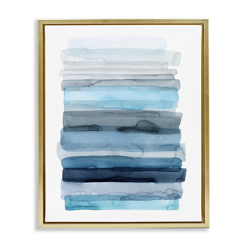 «Water Inspired Ombre Grain» par Grace Popp, Cadre flottant métallique doré, H 31 po x l 25 po