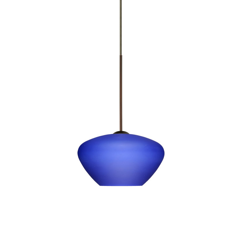 Luminaire suspendu géométrique à 1 lumière Srinivas, Bleu mat, Bronze, DEL