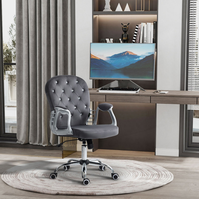 Home Office Chair, Button Tufted Desk Chair With Adjustable Height