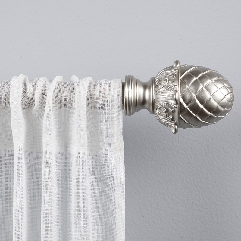 Tringle à rideaux simple réglable 1 po Nikhat, 36 po - 72 po, Argent
