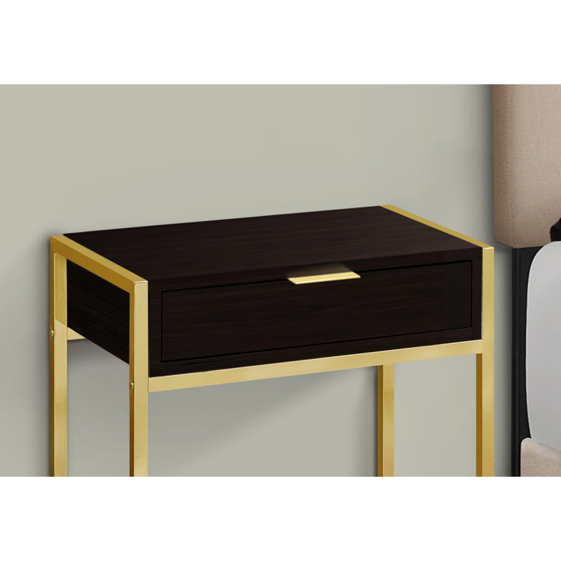 Table de bout polyvalente avec grand tiroir de rangement et plateau en stratifié brun - pour le salon et la chambre à coucher