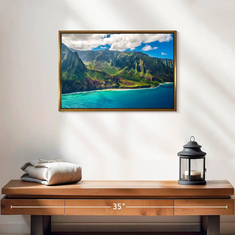 Kauai, 19 po x 13 po, Cadre flottant doré