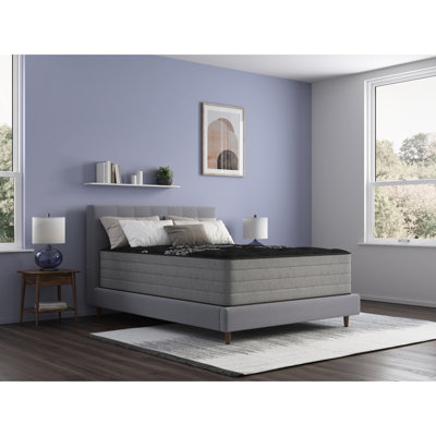 Matelas pour lit simple TG, 14 po, robuste, moyen, couche de glace, température de sommeil plus basse, argent, graphite, facilité, ressorts enveloppés, matelas de nuit non perturbé avec housse pour une sensation de fraîcheur