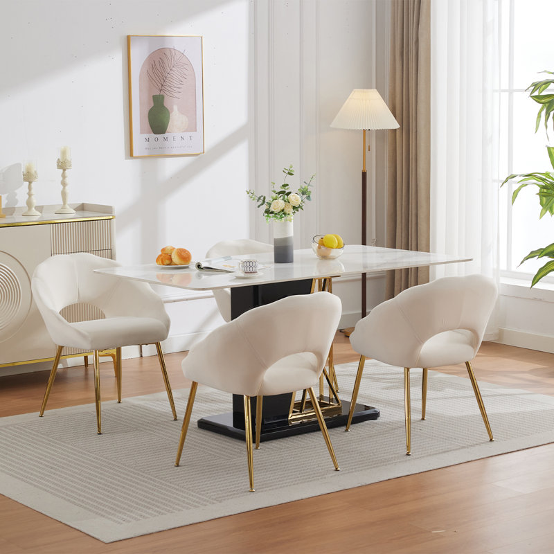 Chaise rembourrée avec dossier à accoudoirs, Beige