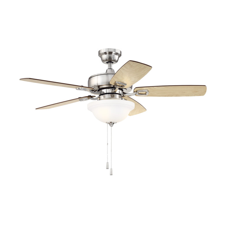 Ventilateur de plafond standard à 5 pales de 42 po avec chaînette et ensemble d'éclairage inclus Melorse, Nickel poli brossé