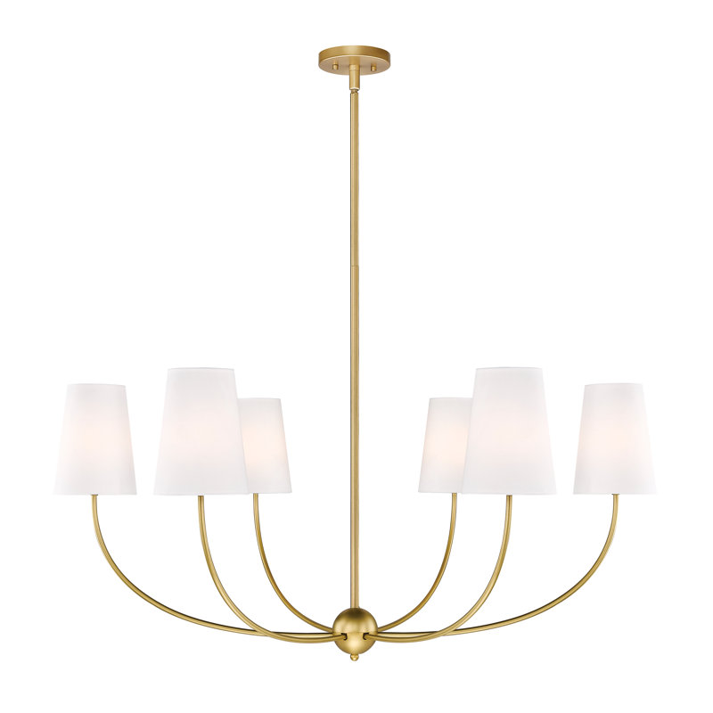 Caral Dimmable Traditional Shaded Chandelier, 19.25" H x 42" W x 42" D, Rubbed Brass, 6