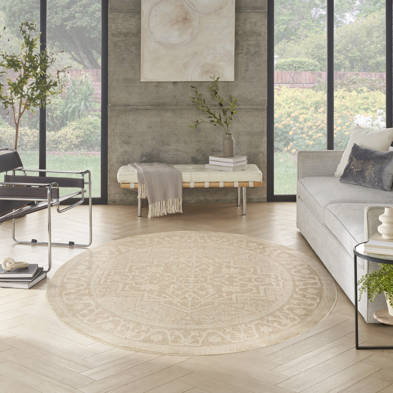 Gerritt Persian Indoor/Outdoor Area Rug, Round 8'