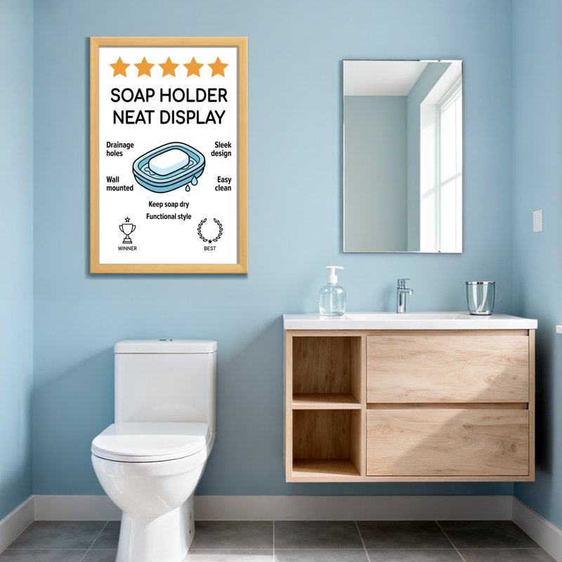 Porte-savon pour salle de bain et lessive, Grain de bois clair, H 18 po x l 12 po, Impression encadrée sans passe-partout