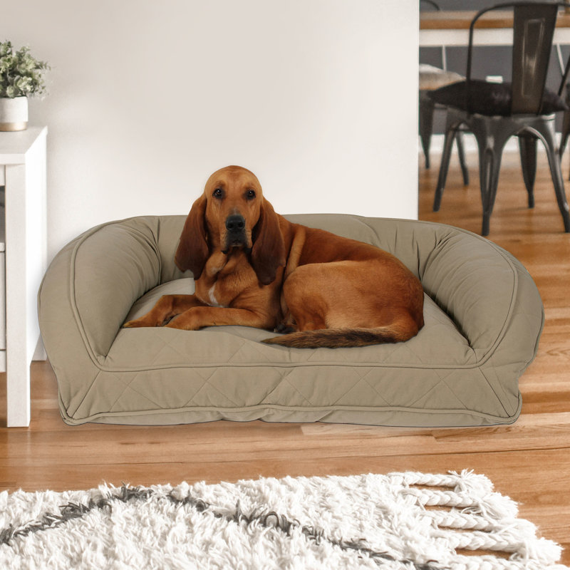 Lit pour chien matelassé en microfibre, Sauge, Grand (l 48 po x P 36 po x H 14,5 po)