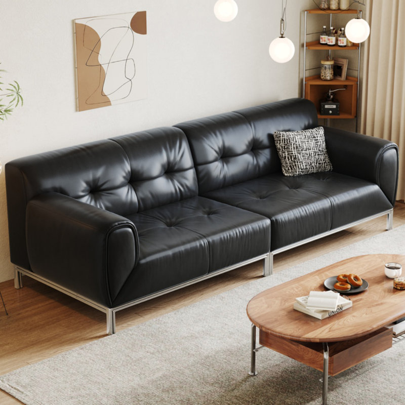 Vintage Black Creative Sofa, 33.46" H x 109.45" W x 37.4" D